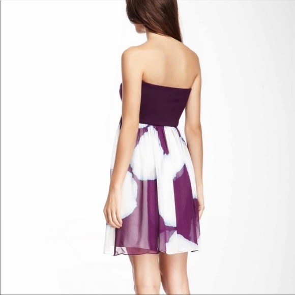 Diane Von Furstenberg Asti Silk Plum Floral Strapless Empire Waist Flowy Dress - Picture 5 of 9